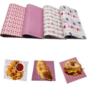 Emballage alimentaire personnalisé avec logo imprimé, papier d'emballage pour hamburger, résistant à la graisse, pour sandwichs et burgers - Product Image 1