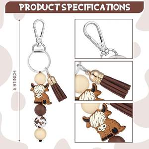 Taureau Silicone Bracelet Perles Highland Vache Party Favors Mignon Cadeaux Animal <span class=keywords><strong>Porte</strong></span>-clés avec Gland pour Femmes Hommes Cadeaux <span class=keywords><strong>Porte</strong></span>-clés - Product Image 2