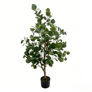 Artificial Eucalyptus <b>Plant</b> with Real Wood Stem Faux Potted Olive Tree in White Pot for Home Office Living Room Modern Decor Who - Product Image 1