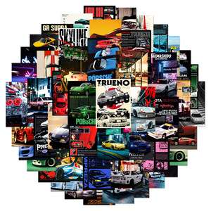 50 Pezzi Adesivi Graffiti Super Cool per Auto da Corsa, Decorazione per Laptop e Pareti, Adesivi per Auto Sportive Giapponesi Modificate - Product Image 1