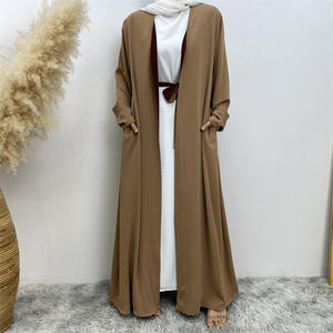 Último DISEÑO DE Burqa Kimono mujeres Kaftan Abaya musulmán Dubai <span class=keywords><strong>Abya</strong></span> vestido liso gasa doble cara usando Abaya - Product Image 5