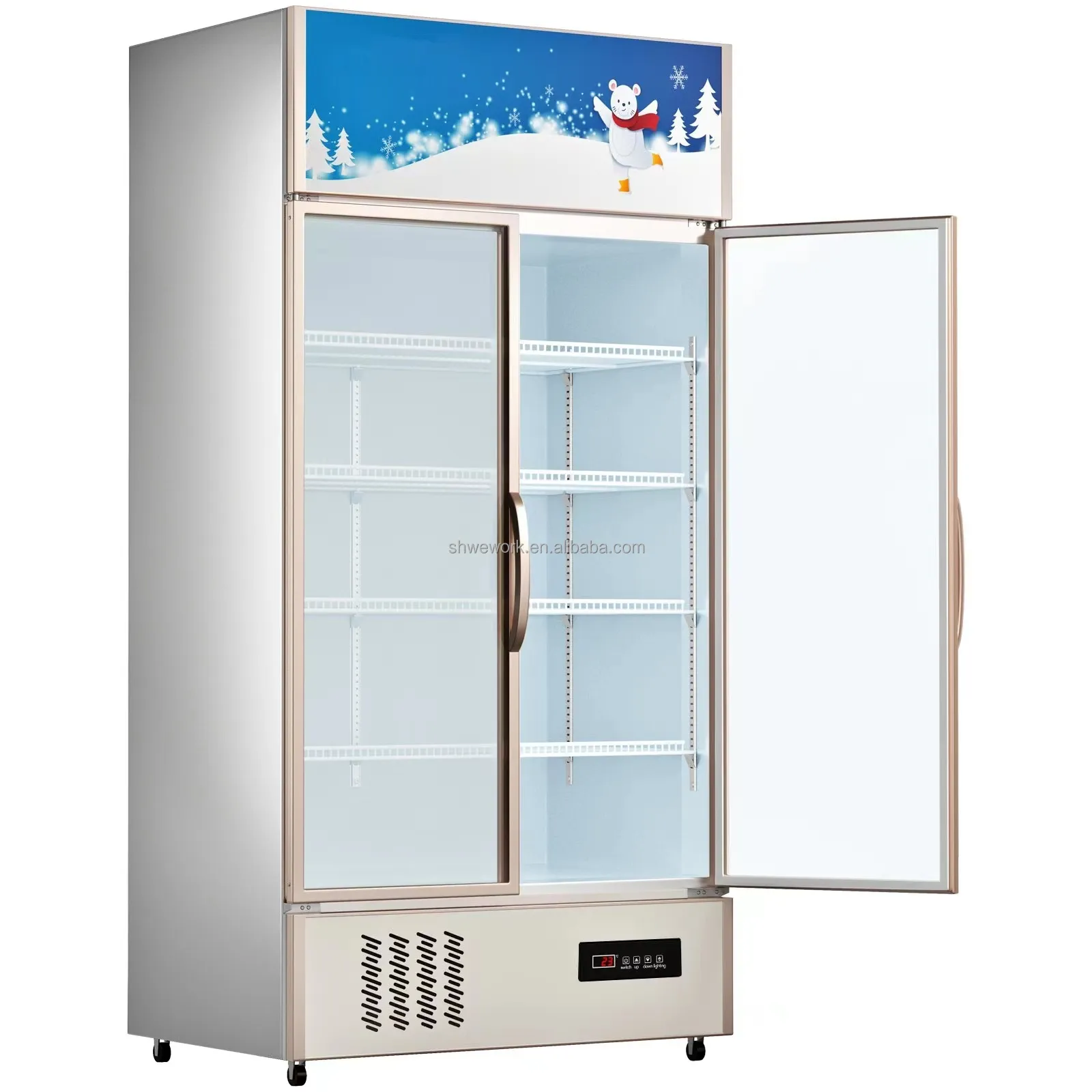 WeWork Commercial Refrigerator Display Fridge Glass Door with LED Light for Home, Store, Gym or Office Upright Beverage Cooler