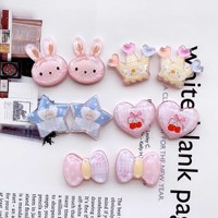 Breloques en résine à dos plat, motifs Ours, Nuages, Petit Lapin, Accessoires de dessin animé pour porte-clés, décoration DIY pour chaussures et coques de téléphone portable