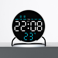 Jam Alarm LED Desktop dengan Layar Berlampu Latar, Lampu Malam, Kronograf Digital, Kalender - Hadiah Meja Multifungsi 2813