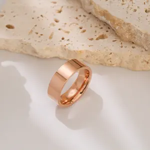 Anel para dedo minimalista masculino, anel de aço inoxidável banhado a ouro 18k, moderno, simples, colorido