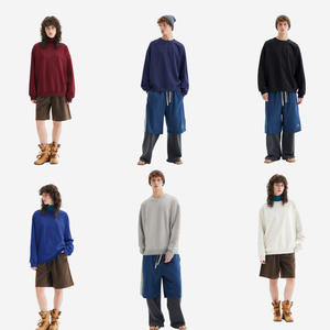 Sweat-shirt unisexe à col rond en coton 100% 300 g/m², coupe ample, épaules tombantes, impression par transfert thermique personnalisée en gros - Product Image 2