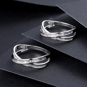 H & F แหวนหมั้นดอกสว่านเพชรธรรมชาติสำหรับผู้หญิง Baguette <span class=keywords><strong>VVS</strong></span> 18K 14K 9K ทองดีไซน์เพชรธรรมชาติโรงงาน - Product Image 2