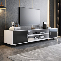 Meuble TV moderne pour salon, table TV en verre trempé noir, ensemble de supports de meuble TV avec étagères et tiroirs, design de qualité supérieure