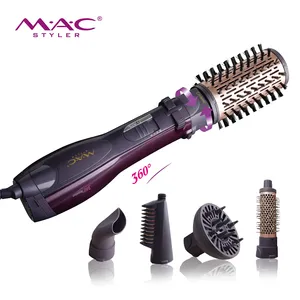 مجفف شعر MAC Styler باللون الأرجواني 5 في 1 فرشاة كهربائية لتجفيف الشعر ومقوّم الشعر فرشاة دوّارة تعمل بالكهرباء 360 درجة