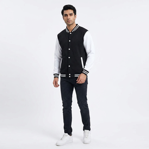 Causal Wear <b>top</b> product Lettermen Breathable Wool <b>Leather</b> CollegeBaseballjacket for men - Product Image 1