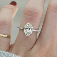Bagues de fiançailles et de mariage OLAN Luxury 3,5 carats en argent sterling 925 plaqué rhodium, serties de moissanite ovale avec monture à griffes pour femmes