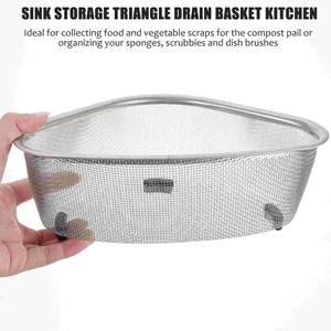 Stainless Steel Drain Basket <b>Strainer</b> Kitchen Sink Triangle Rack Food Waste Container <b>Colanders</b> Storage Baskets - Product Image 4