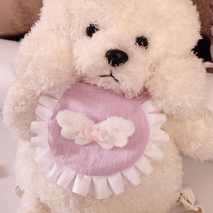 Bavoir pour chien et chat mignon coréen fait main haut de gamme, bavoir à lait en <span class=keywords><strong>fibre</strong></span> de polyester, dentelle, accessoires pour animaux de compagnie, serviette anti-salive - Product Image 3