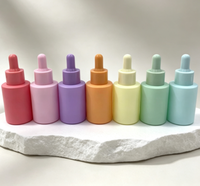 Flacons compte-gouttes en verre dépoli coloré à épaule plate, 30ml, 50ml, 60ml, 100ml, 2oz, pour sérum et huiles essentielles, couleurs violet clair, rose, ambre, transparent