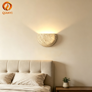 Lámpara de Pared LED de Travertino Amarillo Estilo Wabi-Sabi para Interiores, Lámpara de Noche para Dormitorio, Temperatura de Color Ajustable, Diseño de Aplique de Pared - Product Image 3