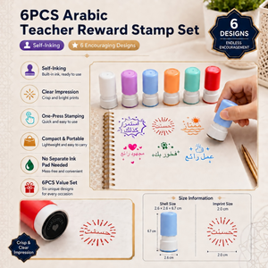 Lot de 6 tampons de récompense pour professeur d'arabe, tampons auto-encreurs colorés pour la motivation, les commentaires et la notation des <span class=keywords><strong>devoirs</strong></span>, pour les élèves en classe et à l'école - Product Image 4