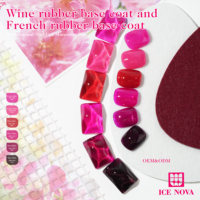 ICE NOVA Vin Caoutchouc Base Coat Rouge Glitter Shimmer Couleurs Base Gel 2in1 HEMA/TPO/HPMA FREE Gel Polish Base Épaisse Classique