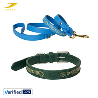 Ensemble collier et laisse pour chien en cuir floral vintage personnalisé avec pochette en toile pour sacs à excréments pour les promenades quotidiennes en plein air, toutes races