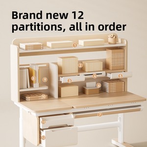 Bureau d'étude réglable en bois massif pour enfants <span class=keywords><strong>Igrow</strong></span> avec étagère, design minimaliste, modèle L2 pour usage scolaire - Product Image 2
