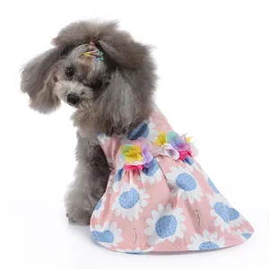 Ayçiçeği tasarım bahar Pet elbise köpek elbise çin'de yapılan lüks marka yaz giysileri köpek elbise gömlek Pet giysi