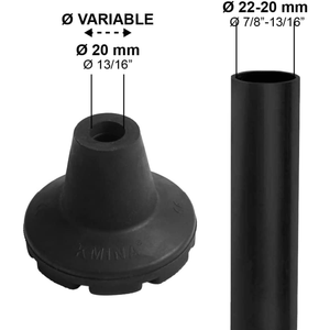 Puntas Antideslizantes para Muletas de 22 mm, 21 mm y 20 mm (x2 unidades), Férulas de Goma Negra KMINA K10034 - Product Image 6