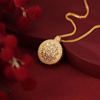 Collier pendentif rond en forme de gourde Hulu en jade vert doré pour femme TANGPEI, bijoux de mode en métal