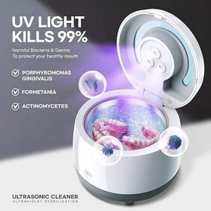 Nettoyeur à ultrasons haute fréquence avec fonction de vibration pour prothèses dentaires et bijoux, mini nettoyeur ultrasonique UV - Product Image 2