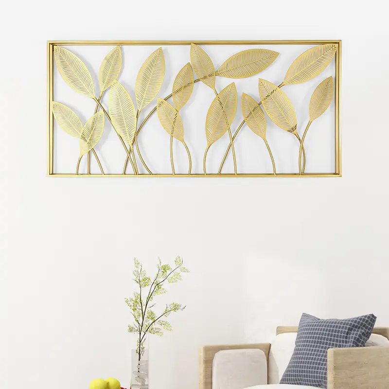 Modern Creative Luxury Style Metal Leaf Wall Hanging Art Decor Living Room