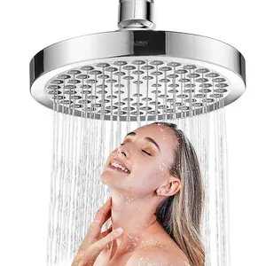 Leelongs 15cm plastique ABS pommeau de pluie douche salle de bain équipement de douche pommeau de douche à effet pluie 6 pouces chromé