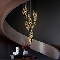 Usine De Luxe Cristal Suspension Lampe Dimmable Escaliers Lustres et Suspensions Linéaires Lumières pour Villa Hôtel Escalier Couloir