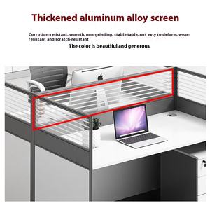 مكتب موظفين خشبي قابل للتعديل، محطة عمل مكتبية لـ 4-6 أشخاص، مكتب حديث مع حواجز ومساحة للبطاقات، مجموعة مكتب وكرسي - Product Image 4