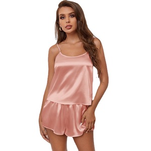 Femmes nouveau décontracté multicolore Satin pyjamas <span class=keywords><strong>pantalon</strong></span> respirant fronde haut Shorts couleur bonbon service à domicile costume été Spandex - Product Image 5