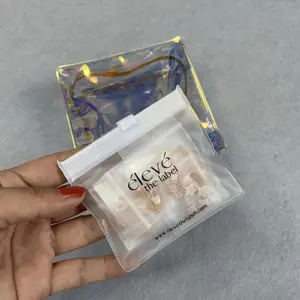 Custom plastic bag with logo clear Frosted Zipper jewelry pocket bags small packaging bags for jewelry pvc jewelry pouch