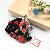 Gros Japon Anime Mignon Zhaocai Chat Tissu Tête De Chat Porte-Monnaie Femmes Dessin Animé Clé Sac Heureux Maison Portable Portefeuille