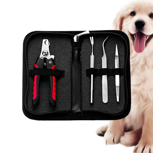 Pince à épiler professionnelle durable en acier inoxydable et plastique, lot de 4, écologique, pour l'élimination des tiques, coupe-ongles, outils pour éliminer les peaux mortes, pour animaux de compagnie - Product Image 1