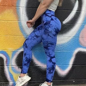 Nuovi <span class=keywords><strong>Leggings</strong></span> tinto in cravatta per palestra ad asciugatura rapida da allenamento a <span class=keywords><strong>vita</strong></span> <span class=keywords><strong>alta</strong></span> pantaloni da Yoga sportivi senza cuciture per donna - Product Image 2