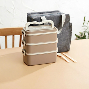 Boîte à bento coréenne 3 couches en acier inoxydable avec sac isotherme sans BPA, couvercle durable pour repas d'enfants, couvercles sans BPA - Product Image 1
