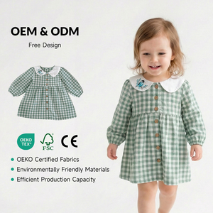 Robe à carreaux pour petites filles, manches longues, en coton, pour bébés filles, collection Printemps - Product Image 1