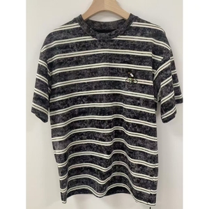 T-shirt casual da uomo a maniche corte estiva 2026, 100% cotone, a <span class=keywords><strong>righe</strong></span> <span class=keywords><strong>bianche</strong></span> <span class=keywords><strong>e</strong></span> nere, girocollo ampio, nuovo stile giapponese - Product Image 5
