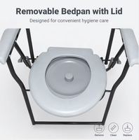 Chaise de toilette pliable pour personnes âgées à mobilité réduite, chaise de toilette de chevet avec accoudoirs rembourrés, équipement de sécurité pour la salle de bain