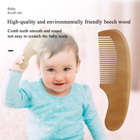 Vente en gros 3 pièces brosse à cheveux et peigne pour bébé personnalisé peigne en bois naturel brosse à cheveux pour bébé en laine douce pour nouveau-nés