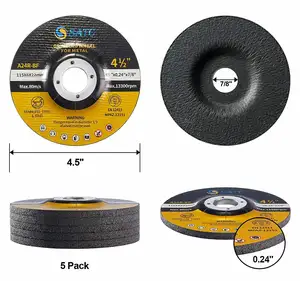 SATC 5 PCS 4-1/2''x0.24''x7/8" Cutting Off Abrasives Disc Wheel For Steel And Stainless Steel