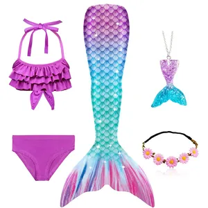 Crianças cauda sereia para meninas Ariel sereia maiô para natação crianças traje sereia para meninas aniversário Pool Party Gift