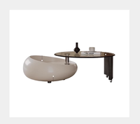 Table basse de salon combinée, style nordique, luxe léger et épuré, avec plateau en verre trempé de haute qualité, mobile