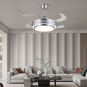 42''Indoor Silver Multifunctional Chandelier Ceil Fan <b>Light</b> Pendant Retractable Led <b>Ceiling</b> Fan With Led <b>Light</b> Ceil and <b>Remote</b> - Product Image 5