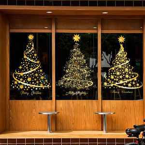 สติกเกอร์พีวีซีสีทองขนาดใหญ่สำหรับต้นคริสต์มาสการพิมพ์ดิจิตอลที่ทันสมัยสำหรับประตูกระจกอุปกรณ์ตกแต่งผนังงานปาร์ตี้เทศกาล - Product Image 6