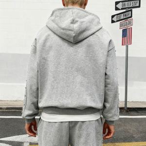 Sweat-shirts à capuche pour hommes en coton 100% de style streetwear, sweats en molleton français de qualité supérieure, sweat-shirts à capuche à fermeture éclair avec strass, fabricants - Product Image 2