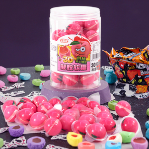 Venta directa de fábrica Halal 3D Popping Candy Fruit Sandwich Evil Pumpkin Halloween Candy Funny Hot Style Bottle Fruity - Product Image 2