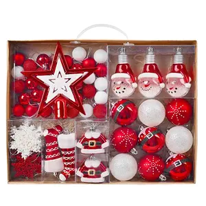 Eaglepresentes venda superior fornecedor de natal itens 155 pçs 30-160mm vermelho branco quebrável enfeites de decoração de bola de natal