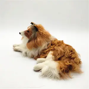 Simulation Sheepdog pet dog standing squat Sheepdog fur animal pet model home decoration